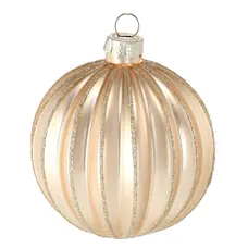 Ялинкова скляна прикраса Chomik шампань рельєфна 8 см, куля