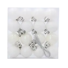 Ялинкові пластикові кульки Chomik комплект 16 шт, Ø 3 см, білі