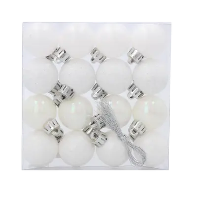 Ялинкові пластикові кульки Chomik комплект 16 шт, Ø 3 см, білі