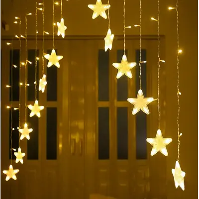 Гірлянда електрична Chomik "Штора зірки" 136 LED, теплий білий, 3м, від мережі