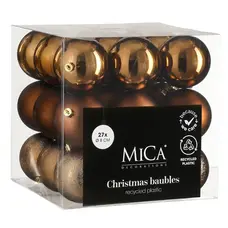 Ялинкові пластикові кульки Mica Decorations комплект 27 шт, Ø 8 см, шоколад