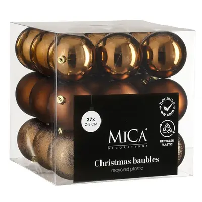 Ялинкові пластикові кульки Mica Decorations комплект 27 шт, Ø 8 см, шоколад