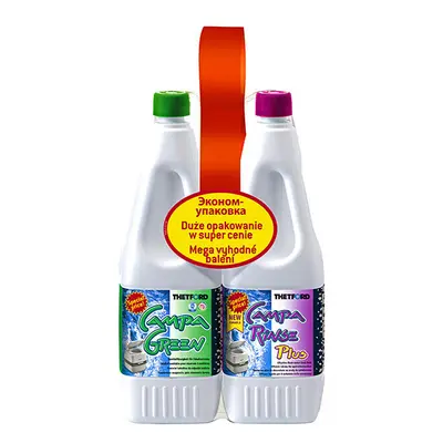 Комплект рідин для біотуалету Thetford Duopack Campa Green і Campa Rinse Plus, по 1,5 л