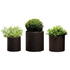 Набір горщиків для квітів Keter Cylinder Planter Set, коричневий