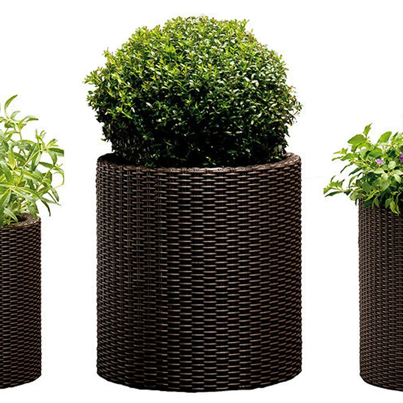 Набір горщиків для квітів Keter Cylinder Planter Set, коричневий