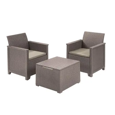 Комплект садових меблів Keter Emma balcony set, стіл-скриня, бежевий Комплект садових меблів Keter Emma balcony set, стіл-скриня, бежевий