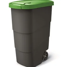 Бак для сміття Prosperplast Wheeler 90 л, антрацит, зелена кришка