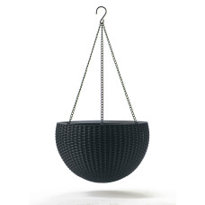 Горщик для рослин Keter Rattan hanging sphere з ланцюжками підвісний, антрацит, 8,6 л