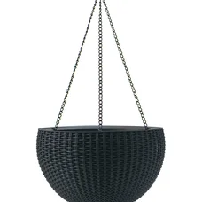 Горщик для рослин Keter Rattan hanging sphere з ланцюжками підвісний, антрацит, 8,6 л