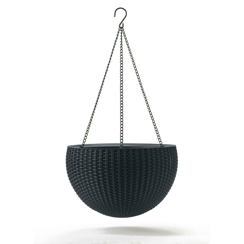 Горщик для рослин Keter Rattan hanging sphere з ланцюжками підвісний, антрацит, 8,6 л