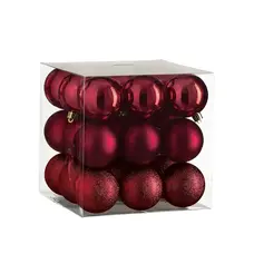 Ялинкові пластикові кульки "House of Seasons" комплект 27 шт, Ø 6 см, бордові