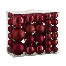 Ялинкові пластикові кульки "House of Seasons" комплект 46 шт, Ø 4/6/8 см, бордові