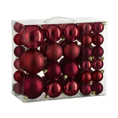 Ялинкові пластикові кульки "House of Seasons" комплект 46 шт, Ø 4/6/8 см, бордові
