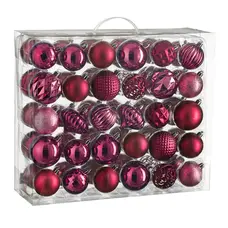 Ялинкові пластикові кульки і прикраси "House of Seasons" комплект 60 шт, Ø 7/6 см, фуксія