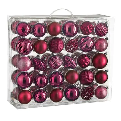 Ялинкові пластикові кульки і прикраси "House of Seasons" комплект 60 шт, Ø 7/6 см, фуксія