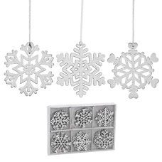 Підвіска новорічна "Сніжинки" Chomik комплект 18 шт, 4,5 см, дерево білий