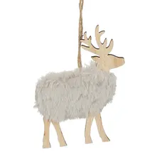 Підвіска декоративна "Олень" House of Seasons, 9 см, дерево з хутром, сірий