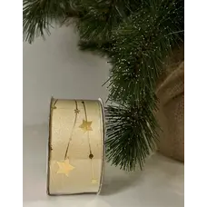 Стрічка декоративна з візерунком "Сніжинки" Chomik 2,7 м, висота 3,8 см, бежева