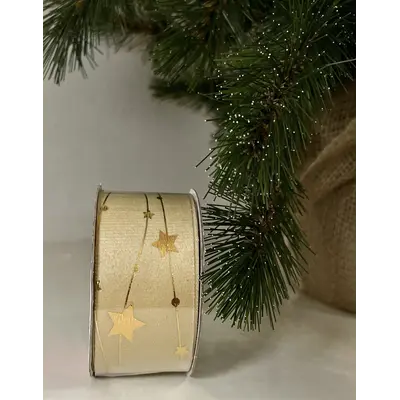 Стрічка декоративна з візерунком "Сніжинки" Chomik 2,7 м, висота 3,8 см, бежева