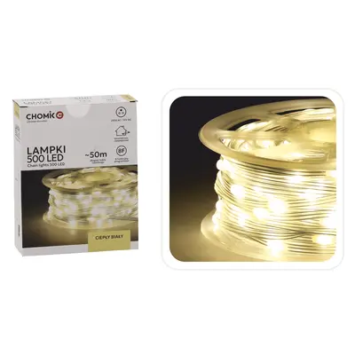 Гірлянда-струна на котушці Chomik, 49,9+3 м, 500 LED теплий білий