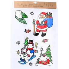 Наклейки новорічні декоративні "Сніговики на санях" Chomik, 31х47 см