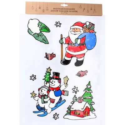 Наклейки новорічні декоративні "Сніговики на санях" Chomik, 31х47 см