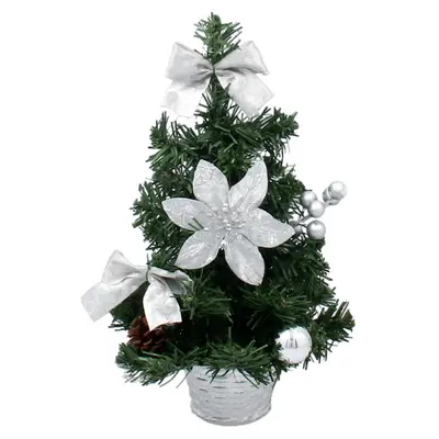 Ялинка штучна Chomik, прикрашена, сріблястий декор, 30см