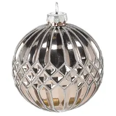 Ялинкова скляна кулька Chomik дзеркальна 8 см, рельєф ромби по центру