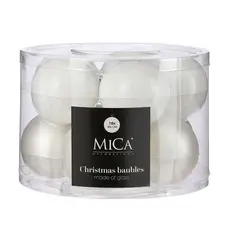 Ялинкові скляні кульки Mica Decorations компл. 10 шт, Ø 6см, білі