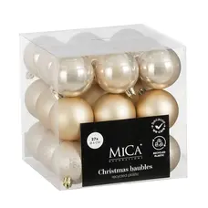 Ялинкові пластикові кульки Mica Decorations компл. 27 шт, Ø 6 см, кремові