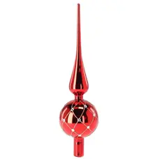Верхівка на ялинку Chomik декорована 30 см, скло, червона