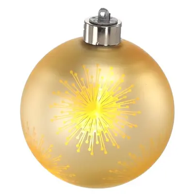 Ялинкова скляна кулька Chomik золотиста з LED підсвіткою 10 см, салют