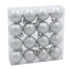 Ялинкові пластикові кульки Chomik комплект 16шт, Ø 4см, сріблясті