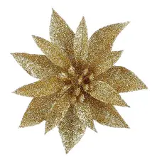 Квітка декоративна на кліпсі Mica Decorations 10 см, 3 шт, золотиста