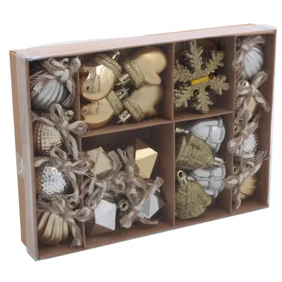 Ялинкові пластикові прикраси Chomik мікс, компл. 24 шт, срібний, шампань