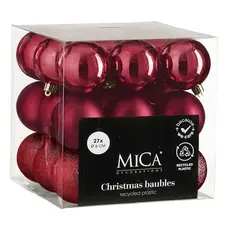 Ялинкові пластикові кульки Mica Decorations комплект 27 шт, Ø 6 см, вишневі