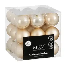 Ялинкові пластикові кульки Mica Decorations комплект 27 шт, Ø 8 см, кремові