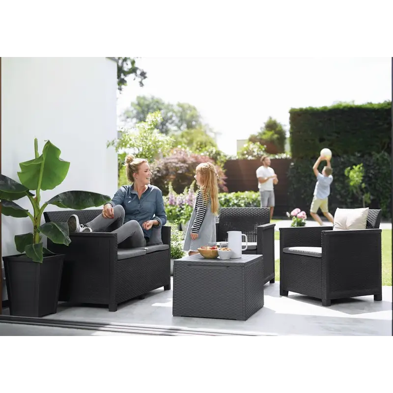 Комплект садових меблів Keter Emma 2 seater set, стіл-скриня, сірий Комплект садових меблів Keter Emma 2 seater set, стіл-скриня, сірий