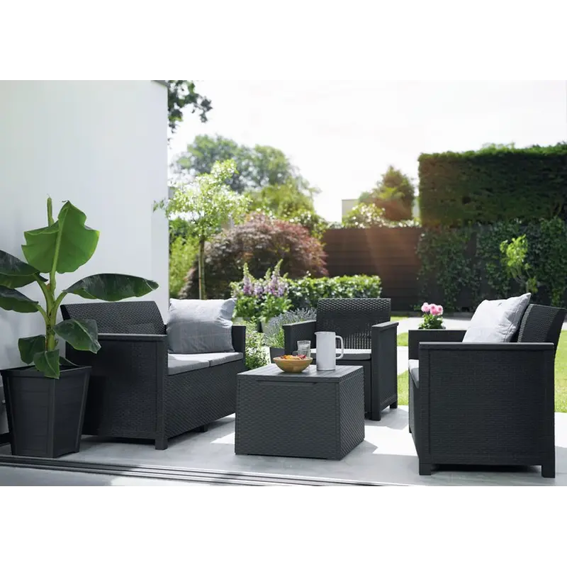 Комплект садових меблів Keter Emma 2 seater set, стіл-скриня, сірий Комплект садових меблів Keter Emma 2 seater set, стіл-скриня, сірий