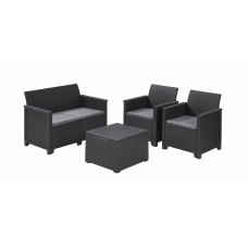 Комплект садових меблів Keter Emma 2 seater set, стіл-скриня, сірий