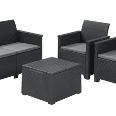 Комплект садових меблів Keter Emma 2 seater set, стіл-скриня, сірий