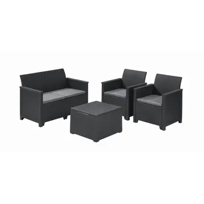 Комплект садових меблів Keter Emma 2 seater set, стіл-скриня, сірий Комплект садових меблів Keter Emma 2 seater set, стіл-скриня, сірий