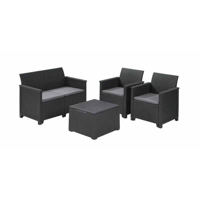 Комплект садових меблів Keter Emma 2 seater set, стіл-скриня, сірий Комплект садових меблів Keter Emma 2 seater set, стіл-скриня, сірий