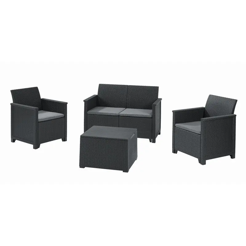 Комплект садових меблів Keter Emma 2 seater set, стіл-скриня, сірий Комплект садових меблів Keter Emma 2 seater set, стіл-скриня, сірий