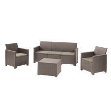 Комплект садових меблів Keter Emma 3 seater set, стіл-скриня, бежевий