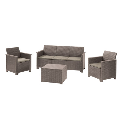 Комплект садових меблів Keter Emma 3 seater set, стіл-скриня, бежевий