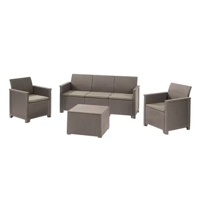 Комплект садових меблів Keter Emma 3 seater set, стіл-скриня, бежевий