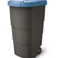 Бак для сміття Prosperplast Wheeler 110 л, антрацит, синя кришка