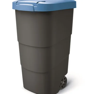 Бак для сміття Prosperplast Wheeler 110 л, антрацит, синя кришка