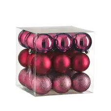 Ялинкові пластикові кульки "House of Seasons" комплект 27 шт, Ø 6 см, фуксія